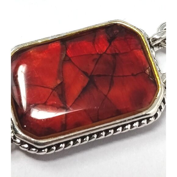 Liz Claiborne Necklace 18" Silver Tone Faux Ruby Stones Christmas Gift Jewelry - Picture 3 of 12